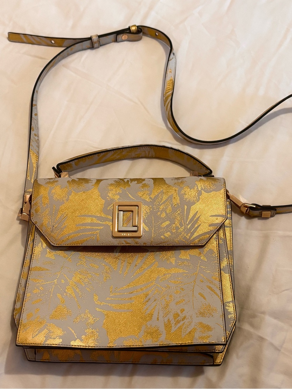 Gold Luana Italy Top-Handle Crossbody Bag